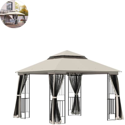 Partytent opvouwbaar - Paviljoen - 3 x 3 m - Easy up - Waterdicht - met Zijwanden - Weerbestendig - Beige