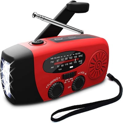 Noodradio met Handslinger en Zonnepaneel - AM/FM/NOAA Weerradio met Zaklamp en SOS Alarm