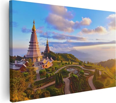 Artaza Canvas Schilderij Zonsondergang - 30x20 cm - Klein - Wanddecoratie Bergen - Muurdecoratie Landschap - Kamer Accessoires Natuur