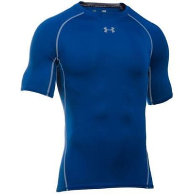Under Armour Training Compressie Korte Mouw Fitness Shirt Heren tops Blauw 1257468-400 L blue