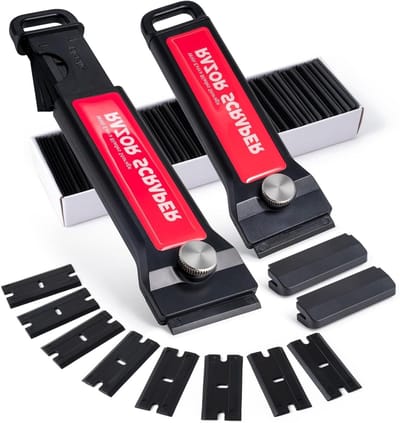 Plastic Schraper Set - Lijmverwijderaar - Resten Verwijderen - Inclusief 100 Bladjes - 2 Stuks - Grijs
