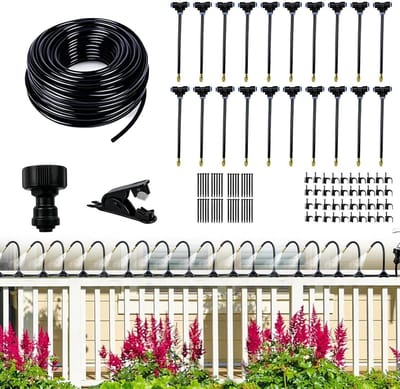 Tuin Irrigatiesysteem - Automatische Besproeiing - Planten Water Geven - 360 Graden Verstelbaar - 20 Meter Slang - Zwart