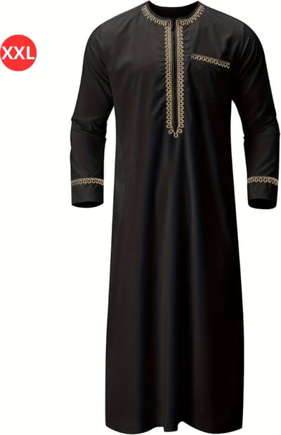 Bovista Djellaba - Kaftan - Heren - Arabisch - Mannen - Moslim Kleding - Islamitische Kleding - Alhamdulillah - Zwart XXL