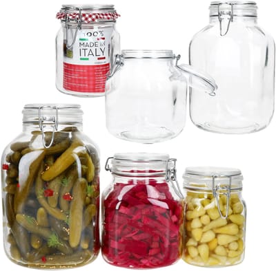 6-delige set PRIMA inmaakpotten 2x 1L + 2x 2L + 2x 4.25L - 17211020S, 17214620S & 17212520S