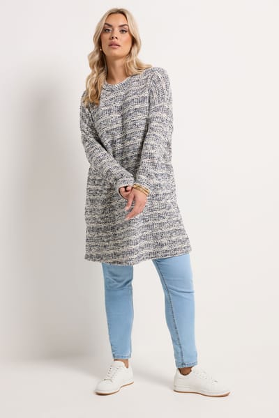 Yours Blauw Gestreept Sweatshirt Met Textuur Size 44
