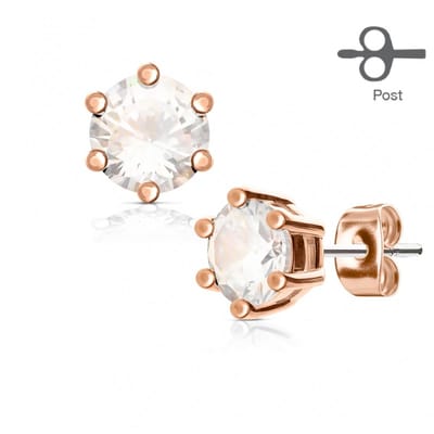 Oorbellen dikke steen 0.8x6x3 - rose goud - LMPiercings