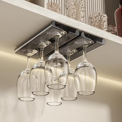 Set van 2 Wijnglashouders, Wandmontage Zonder Boren, Hangende Glashouder voor Keuken en Bar, Ideaal voor Wijnliefhebbers en Organisatie