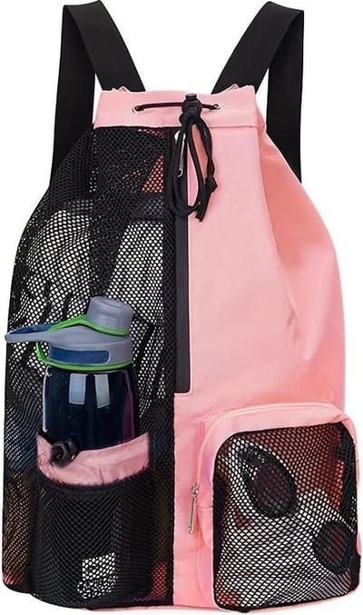 Rugzak trekkoord -mesh Rugzak-strandtas Rugzak-grote Rugzak capaciteit met natte zak-Rugzak voor geschikt zwemmen surfen reisgymnastiek-roze