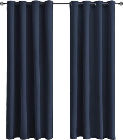 Dailygoods- Verduisteringsgordijn Ondoorzichtig - Gordijnen met Ringen - 2 Stuks - 120 x 150 cm - Marineblauw - Privacy en Temperatuurregeling - Gordijn