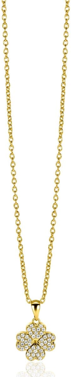 ZINZI Verguld Zilveren Hanger met Witte Zirkonia ZIH2618