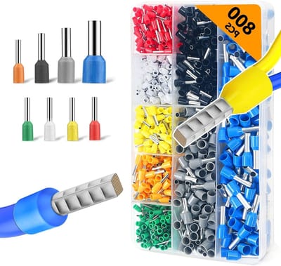 Assortiment van 800 Geïsoleerde Draad Eindhulzen, 0.5 mm² - 6 mm² voor Betrouwbare Draadverbindingen en Elektrische Toepassingen