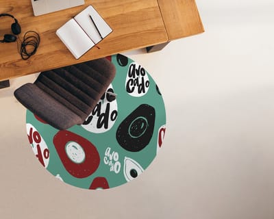 Coloray Vloerbeschermer - Retro avocado Stoel Mat - 100x100 cm - Veelkleurig Bureau Stoel Mat - Vloerbeschermer PVC - PVC Vloerbeschermer - Ronde Mat - Abstracties Thema