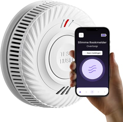 Slimme Rookmelder - Koppelbaar - 10 Jaar Batterij - Ontvang meldingen - WiFi (2.4GHz) – Brandmelder – Draadloos Brandalarm – Inclusief Zelfklevende Montagekit – Zonder Abonnement of Hub - Voldoet aan EU-regelgeving