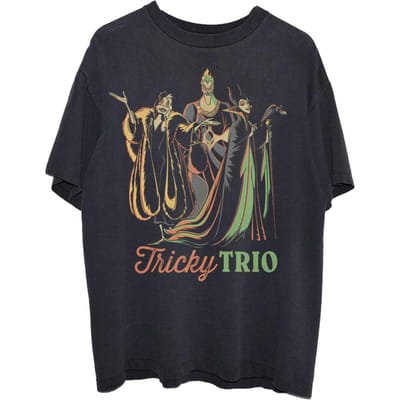 Disney Unisex Tricky Trio Katoenen T-shirt voor volwassenen (Zwart)