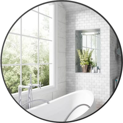 HOMCOM-Badkamerspiegel-Glas-70x2.5x70cm-Zwart