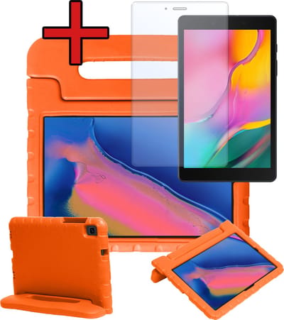 Hoesje - Geschikt voor Samsung Galaxy Tab A 8.0 (2019) - Met Screenprotector - Kinderhoes - Shockproof Bumper - Kidsproof Case - Tablethoes - Kinder Hoes Cover - Oranje