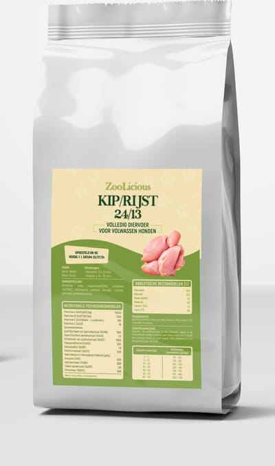 Zoolicious kip & Rijst geperste brokken - 15kg - volledig diervoer voor volwassen honden