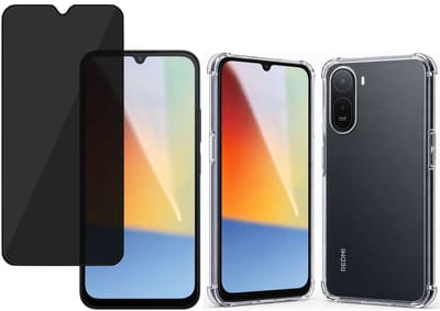 TechNow Hoesje + Privé Screenprotector geschikt voor Xiaomi Redmi A7 Pro 4G Hoesje Screenprotector - Privacy Tempered Glass - Case Transparant