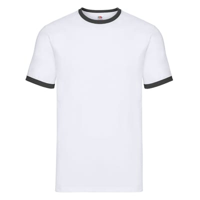 Fruit of the Loom Heren Ringer T-Shirt (Wit/zwart)
