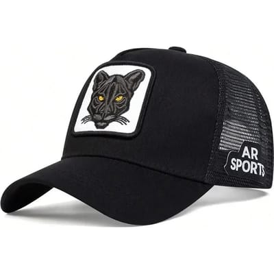 Unisex Panter Borduurwerk Baseball Net Caps Lente En Zomer Buiten Verstelbaar Casual Hoeden Zonbescherming Hoed zwart