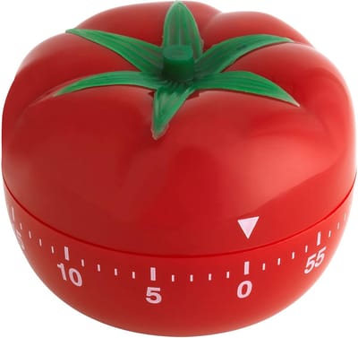 Pomodoro-timer, 38.1005, opwindbare analoge timer zonder batterijen, geschikt voor leren, koken, huiswerk en spel, rood