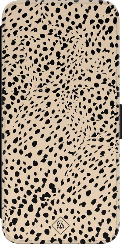 Casimoda® bookcase - Geschikt voor Samsung Galaxy S23 - Hoesje met pasjeshouder - Stippen bruin abstract - Bruin/beige - Kunstleer