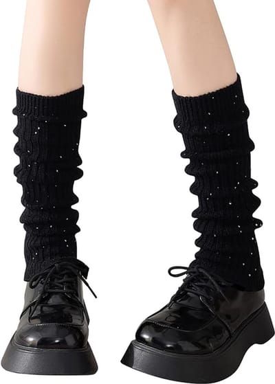Famanu - Zwarte of witte retrobeenwarmers, stretch, kniehoog, voor dans en ballet