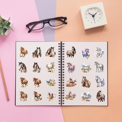 50 Stuks Schattige Paard Stickers, Waterdichte Vinyl Stickers voor Fiets, Motor, Skateboard en Laptop, Perfect voor Jongens en Meisjes