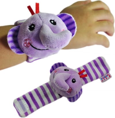 Baby sokken rammelaar 4-delige set – pols- en voetrammelaar set – olifant armbandjes & sokjes – zacht en kleurrijk – voor de allerkleinste – 0 t/m 24 maanden