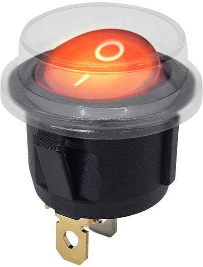 ProRide Wipschakelaar ON-OFF KCD2-220 - met Beschermkapje - Rond - 3 pins - 250V/6A - Rood