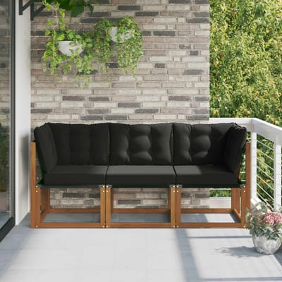 vidaXL - 3 - st - Outdoor - Midden- - en - Hoekbank - Naturel