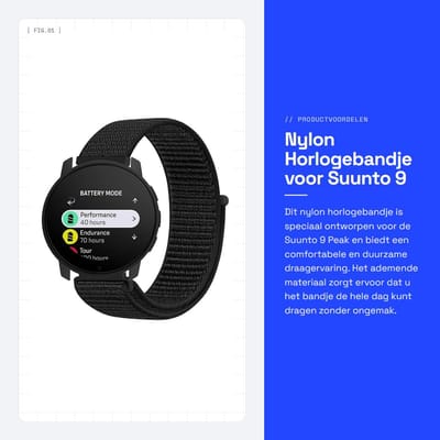 Dailygoods - Nylon Horlogebandje voor Suunto 9 Peak, 22 mm