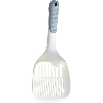 Pelle à litière pour chat Manche ergonomique Trou lisse pour fuite de sable Pelle à litière pour chat avec crochet pour animal white