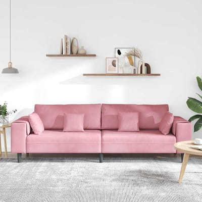 vidaXL - Bank - Roze - 250 - x - 77 - x - 76 - cm - Fluweel