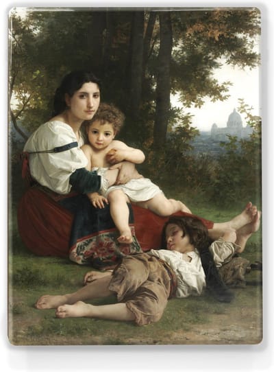 Rust - William Adolphe Bouguereau - 19,5 x 26 cm - Niet van echt te onderscheiden schilderijtje op hout - Mooier dan een print op canvas - Laqueprint.