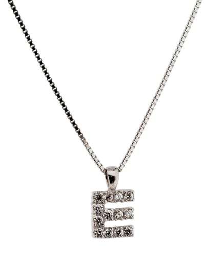 Orphelia Zilver Alphabet hanger met ketting 42 cm Zirconium