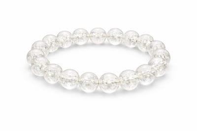 Gebarste Bergkristal Armband 10 mm – Crackle Quartz – Handgemaakte Edelsteen Armband – Unisex