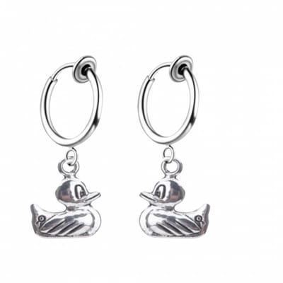 Klem oorbellen- eend- zilverkleur-geen gaatje-Charme Bijoux