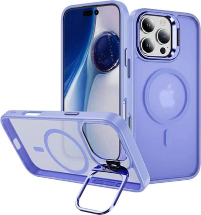 Hoesje Geschikt voor Apple iPhone 16 Pro - Compatibel met MagSafe & Qi2 - Back Cover met Standaard - Camera Kickstand - Licht Paars