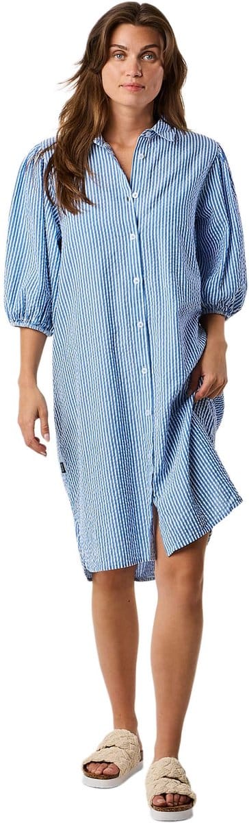 Seaside Marina Seersucker Oversized Shirt – Dames leisurewear – Maat 38