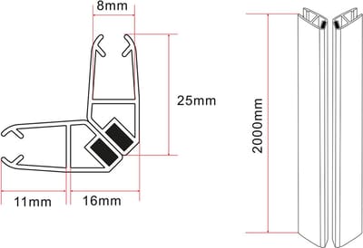 Wiesbaden Skyline Magneetstripset voor Cabine 8 mm - Zwart
