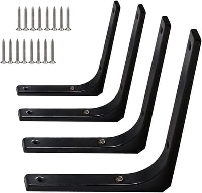 Metalen Plankbeugels - Wandsteunen Plankdragers - Opbergen Keuken - Afgeronde Randen - 35 cm - Zwart