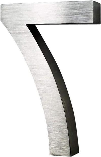 Huisnummer 7 - Adresnummer Metaal - Huis Nummering - 3D Design - 20 cm Hoog - Geborsteld Zilver