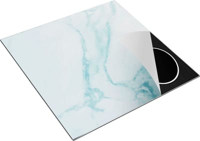 Chefcare Inductie Beschermer Lichtblauwe Marmer - Blauw - 78x78 cm - Afdekplaat Inductie - Kookplaat Beschermer - Inductie Mat
