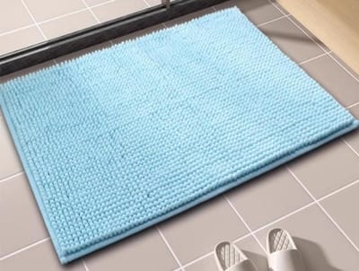 SnelShoppen - Chenille Badmat 50x80cm - Antislip, Absorberend, Zacht Douchemat, Sneldrogend en Machinewasbaar - Blauw voor Badkamer, Douche, WC
