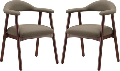 Colamy Set van 2 Moderne Scandinavische Eetkamerstoelen - Comfortabele Gestoffeerde Zitting - Massief Houten Poten - Ergonomische Omhullende Rugleuning - Camel
