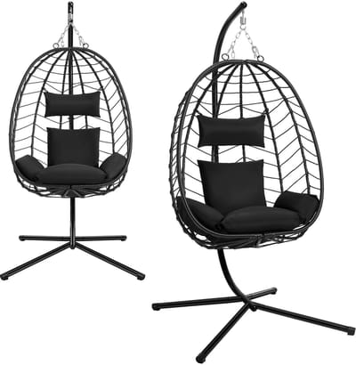 Betaalbare Goederen® hangstoel standaard - hangstoel - zwart - hangmat met standaard - tuin - zomer - genieten - vakantie