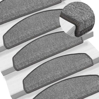 vidaXL - Trapmatten - 10 - st - 65x24x4 - cm - Donkergrijs - Halfrond - Groot
