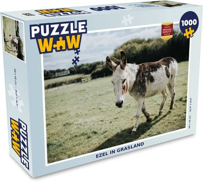 Puzzel Ezel in grasland - Legpuzzel - Puzzel 1000 stukjes volwassenen