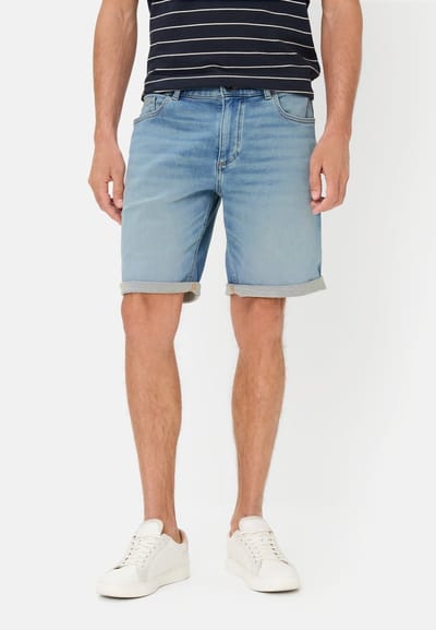 camel active fleXXXactive® Jeans shorts van katoenmix - Maat menswear-33IN - Bleekblauw